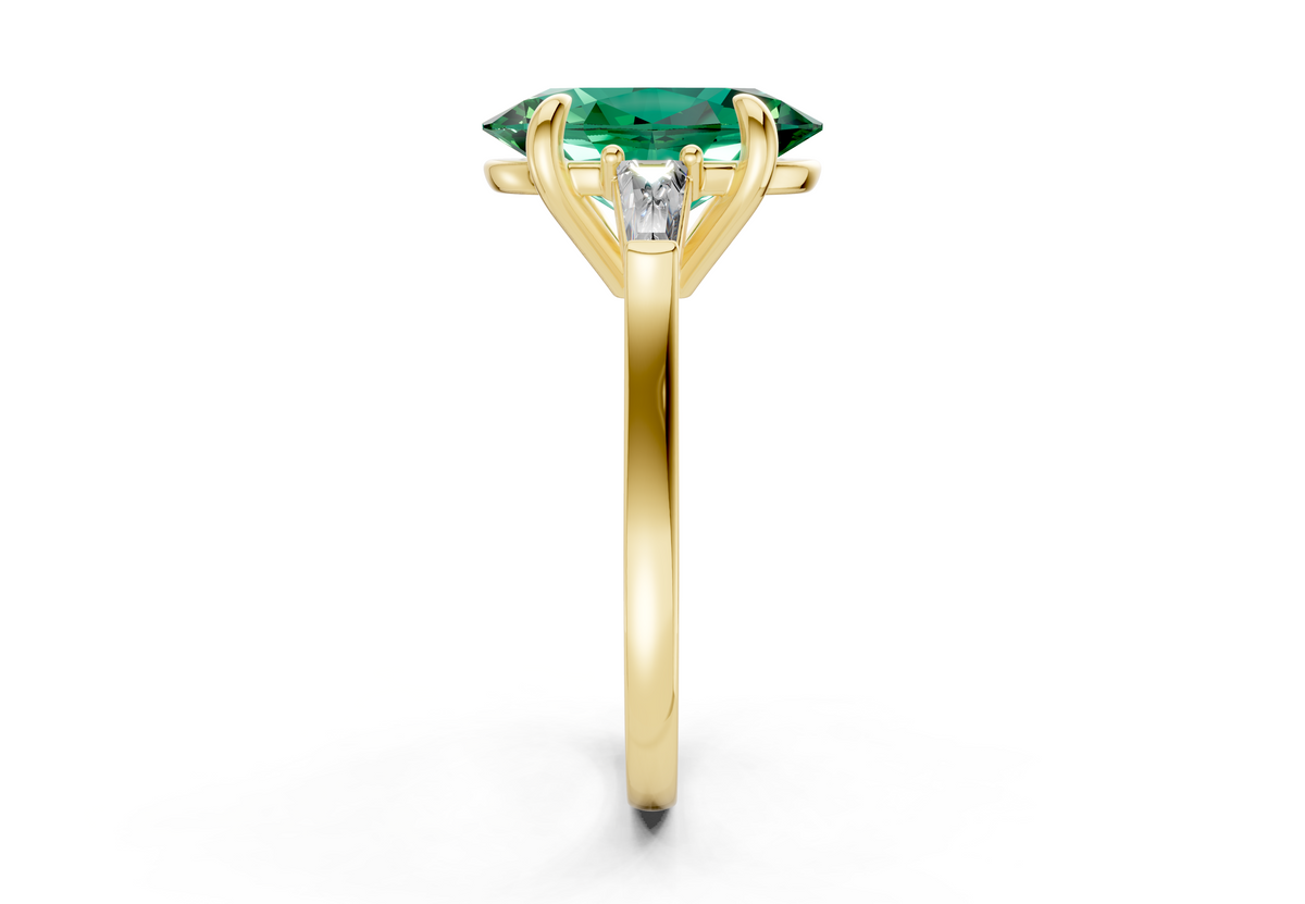 Isla Emerald Gemstone Three Stone Oval Cut 1.8mm Engagement Ring