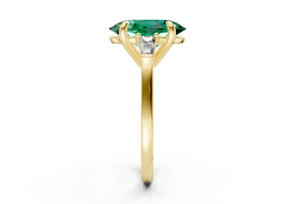 Isla Emerald Gemstone Three Stone Oval Cut 1.8mm Engagement Ring