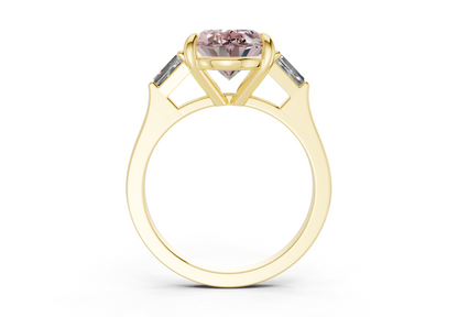 Isla Pink Diamond Three Stone Oval Cut 1.8mm Engagement Ring