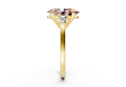Isla Pink Diamond Three Stone Oval Cut 1.8mm Engagement Ring