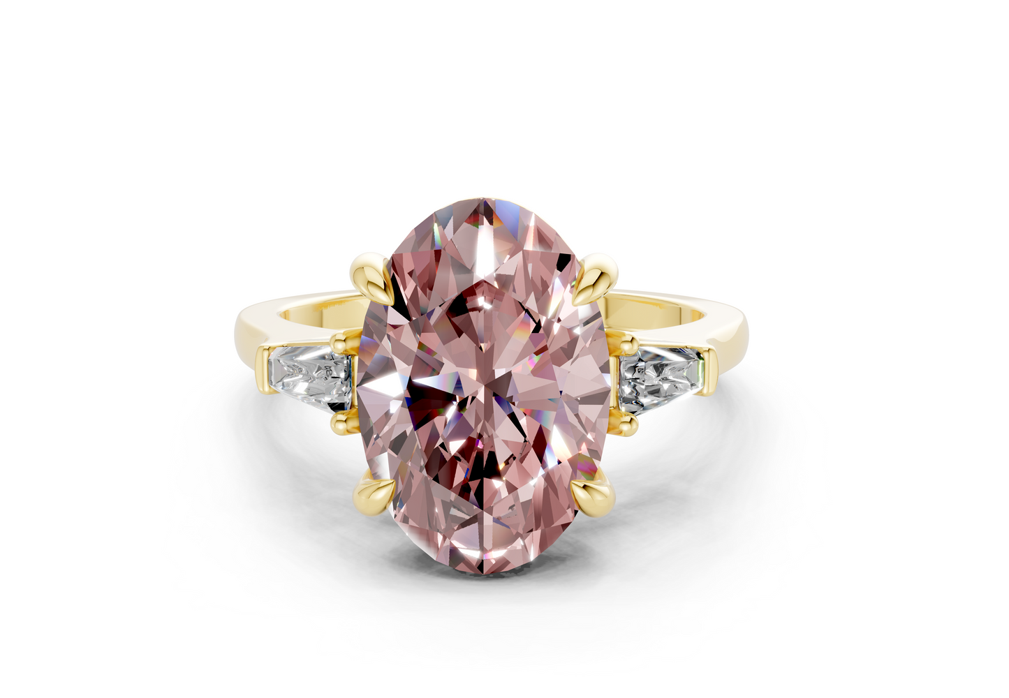 Isla Pink Diamond Three Stone Oval Cut 1.8mm Engagement Ring