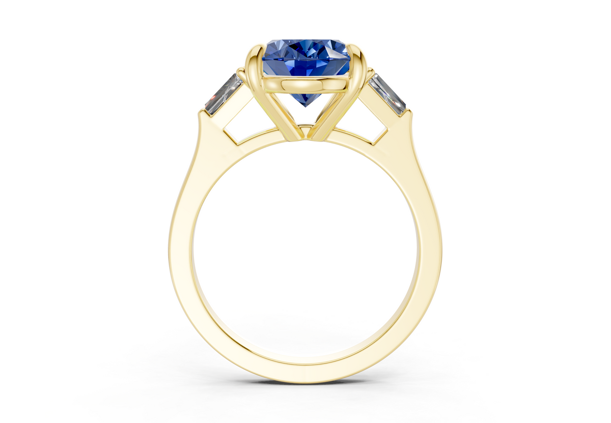 Isla Sapphire Gemstone Three Stone Oval Cut 1.8mm Engagement Ring