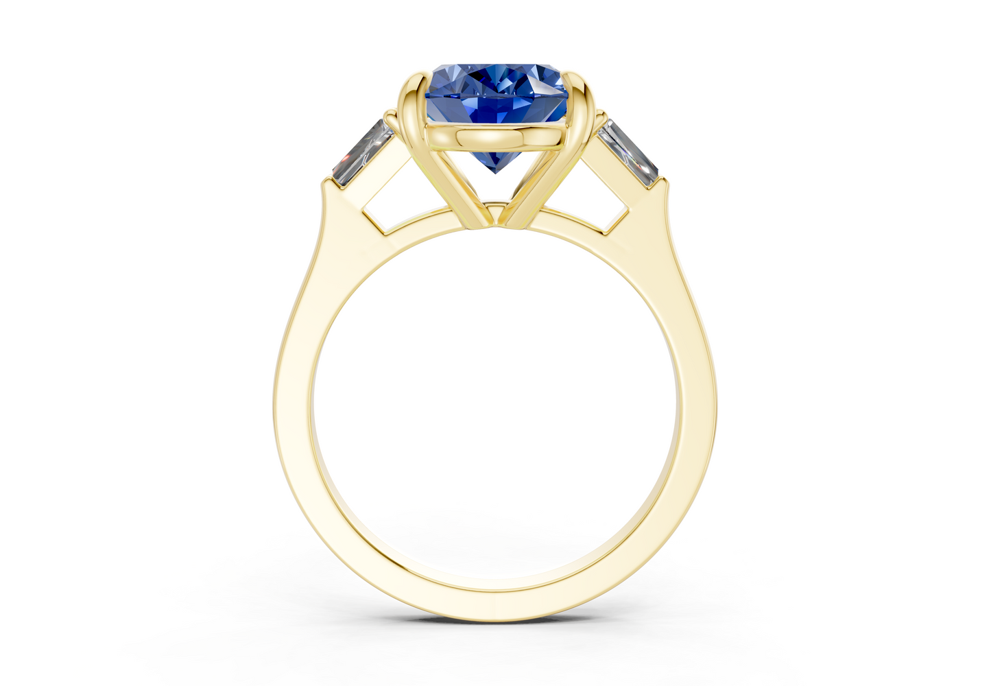 Isla Sapphire Gemstone Three Stone Oval Cut 1.8mm Engagement Ring