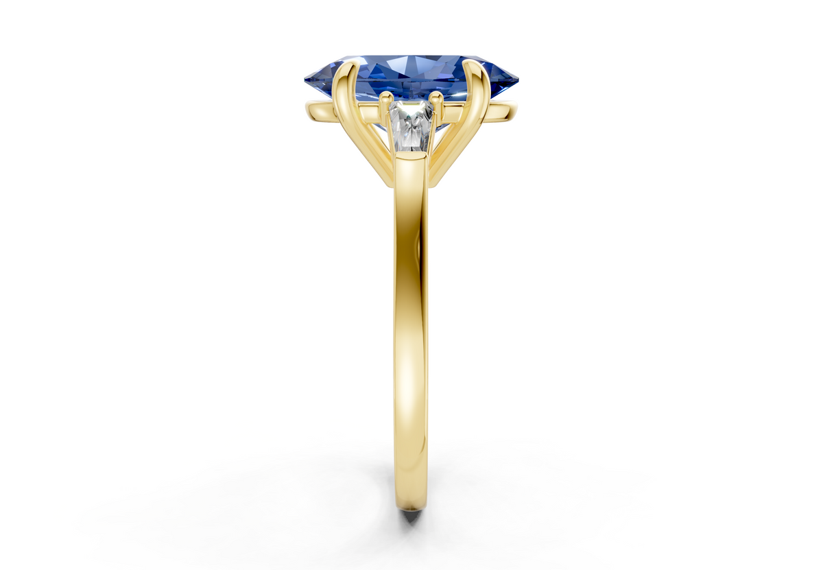 Isla Sapphire Gemstone Three Stone Oval Cut 1.8mm Engagement Ring
