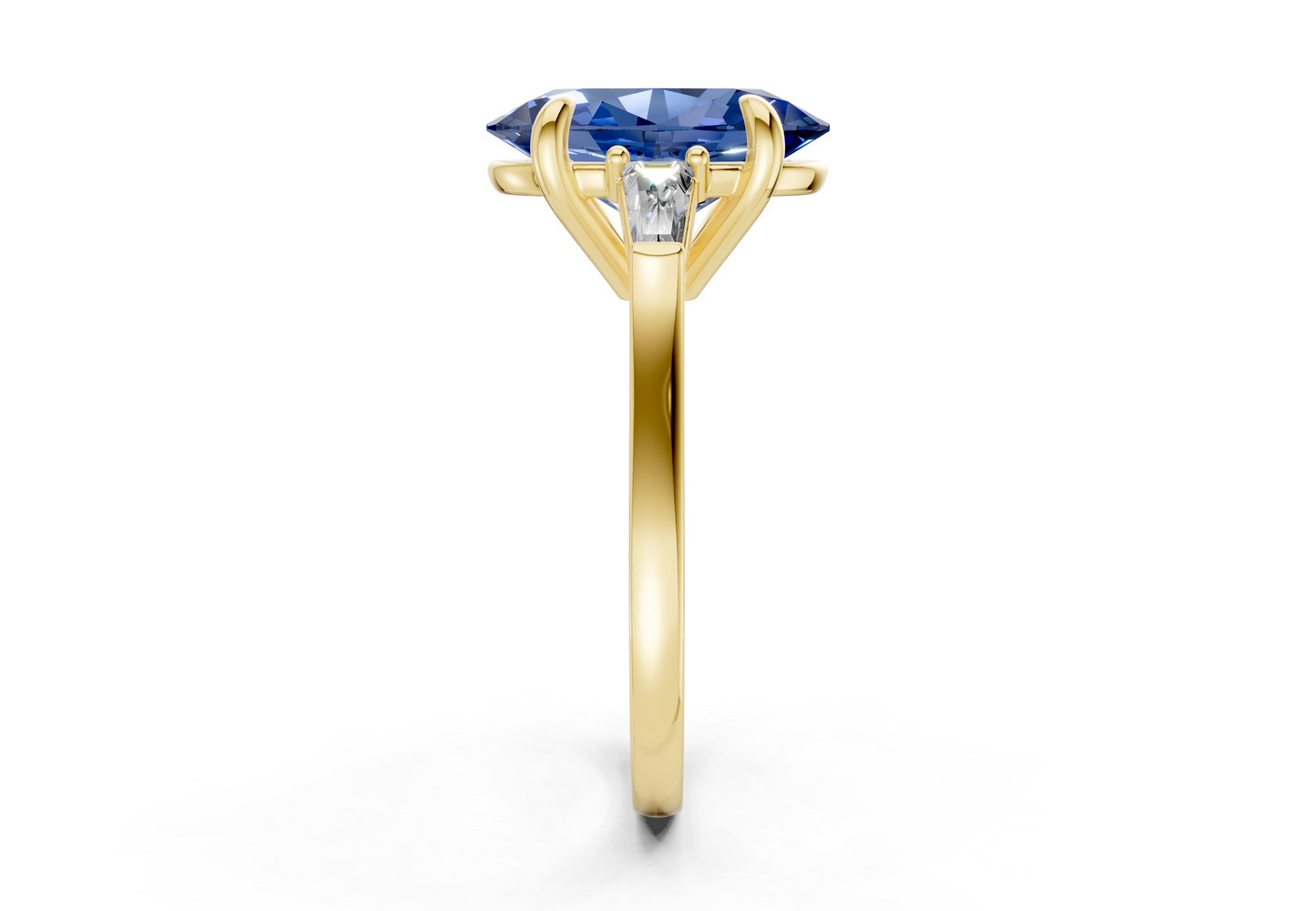 Isla Sapphire Gemstone Three Stone Oval Cut 1.8mm Engagement Ring