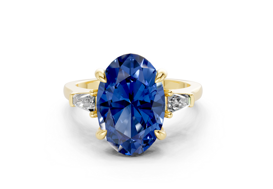 Isla Sapphire Gemstone Three Stone Oval Cut 1.8mm Engagement Ring