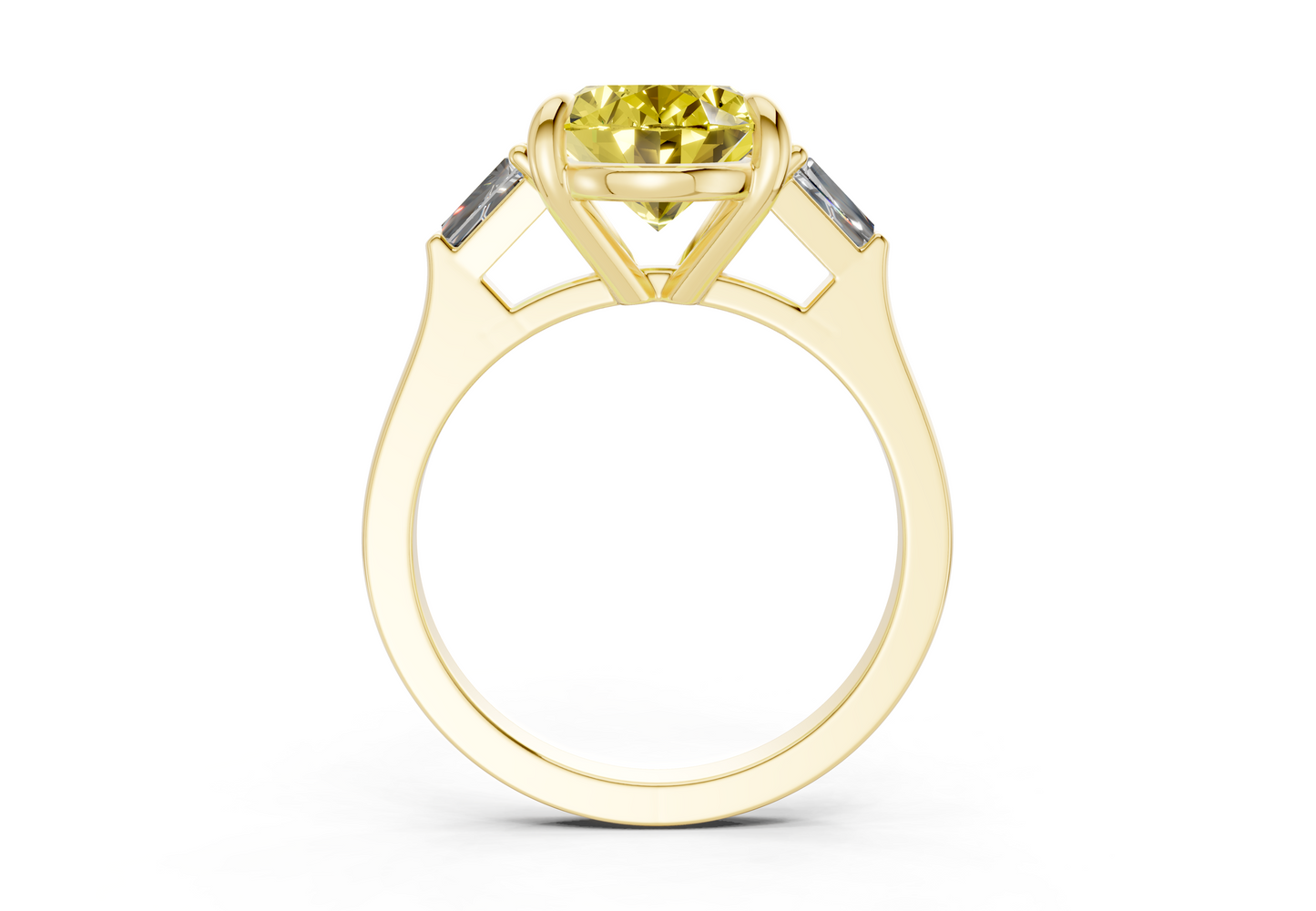 Isla Yellow Diamond Three Stone Oval Cut 1.8mm Engagement Ring