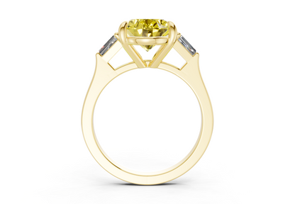 Isla Yellow Diamond Three Stone Oval Cut 1.8mm Engagement Ring