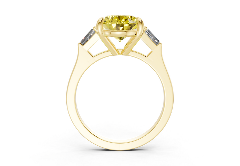 Isla Yellow Diamond Three Stone Oval Cut 1.8mm Engagement Ring