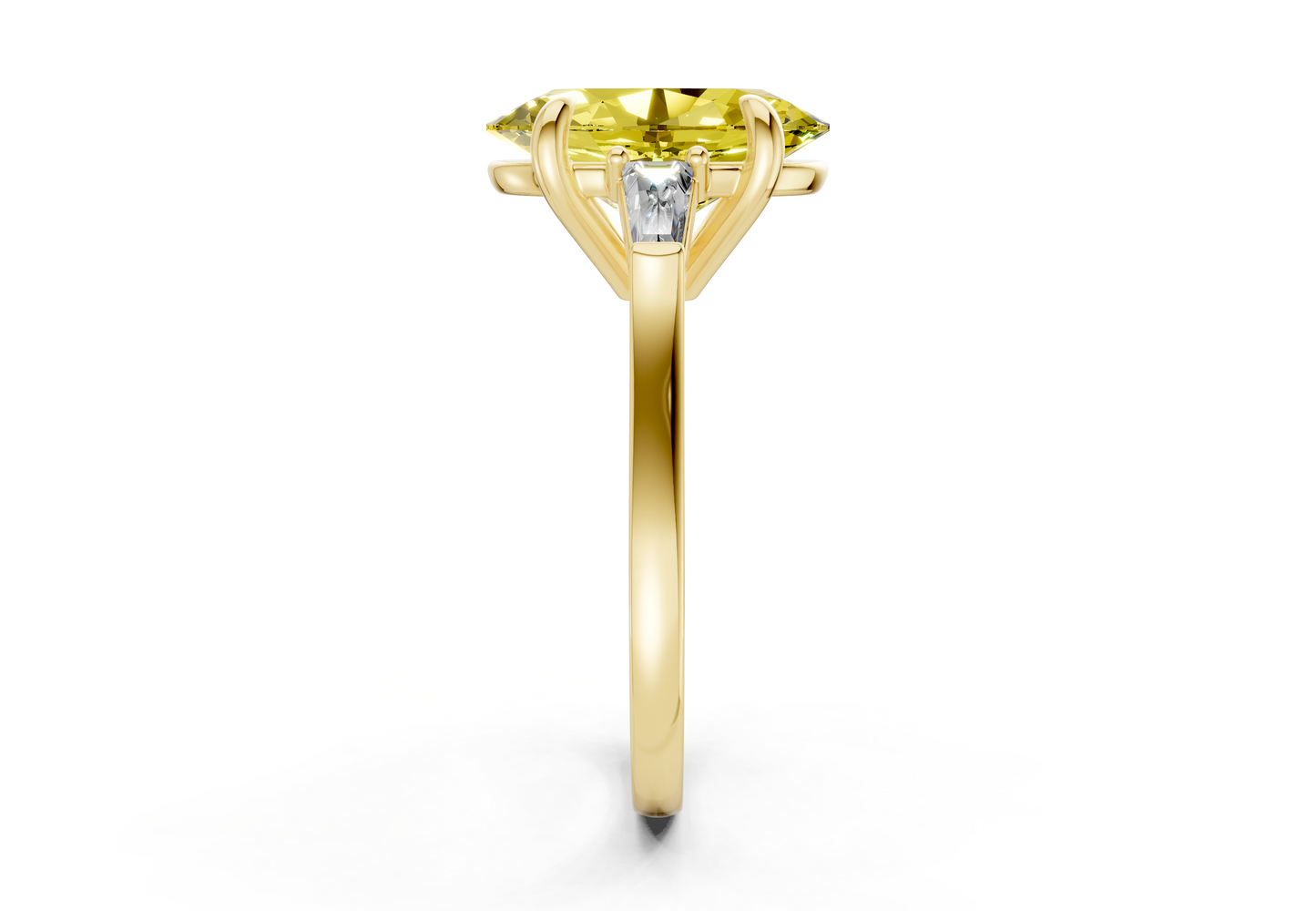 Isla Yellow Diamond Three Stone Oval Cut 1.8mm Engagement Ring