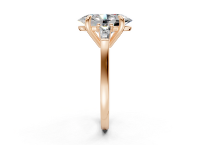 Isla Diamond Three Stone Oval Cut 1.8mm Engagement Ring