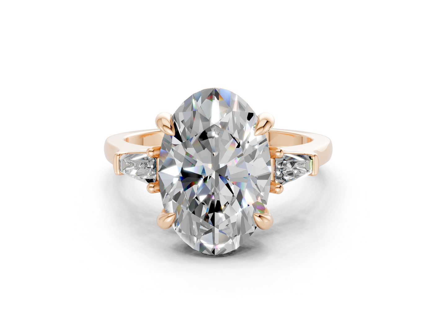 Isla Diamond Three Stone Oval Cut 1.8mm Engagement Ring