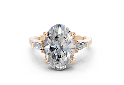 Isla Diamond Three Stone Oval Cut 1.8mm Engagement Ring