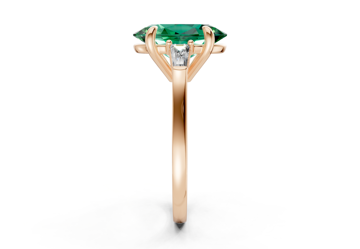 Isla Emerald Gemstone Three Stone Oval Cut 1.8mm Engagement Ring