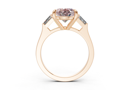 Isla Pink Diamond Three Stone Oval Cut 1.8mm Engagement Ring