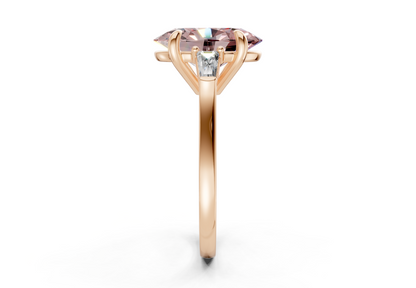 Isla Pink Diamond Three Stone Oval Cut 1.8mm Engagement Ring
