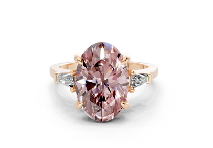 Isla Pink Diamond Three Stone Oval Cut 1.8mm Engagement Ring