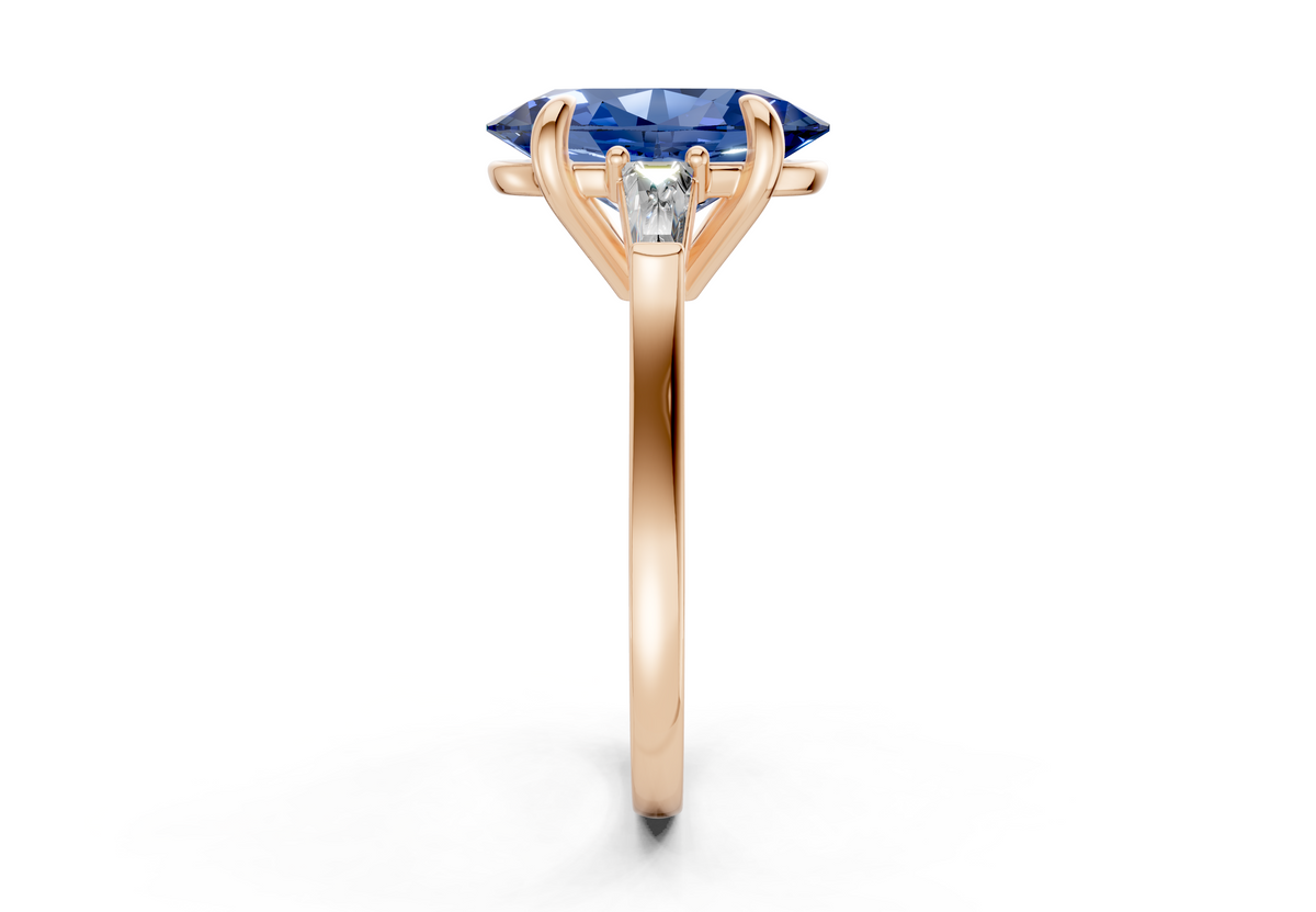 Isla Sapphire Gemstone Three Stone Oval Cut 1.8mm Engagement Ring