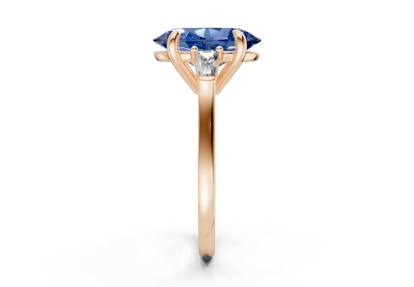 Isla Sapphire Gemstone Three Stone Oval Cut 1.8mm Engagement Ring