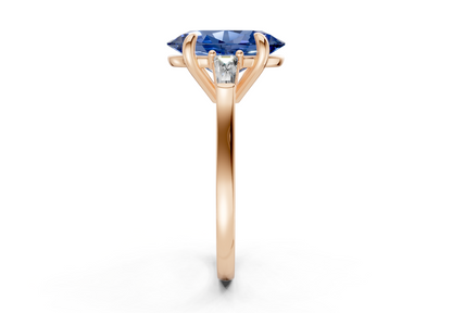 Isla Sapphire Gemstone Three Stone Oval Cut 1.8mm Engagement Ring