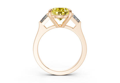 Isla Yellow Diamond Three Stone Oval Cut 1.8mm Engagement Ring