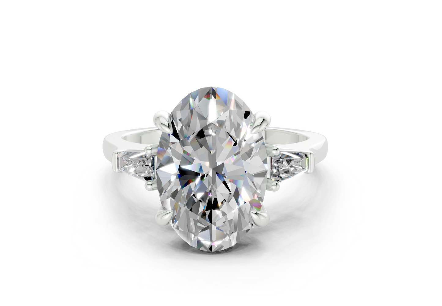 Isla Diamond Three Stone Oval Cut 1.8mm Engagement Ring