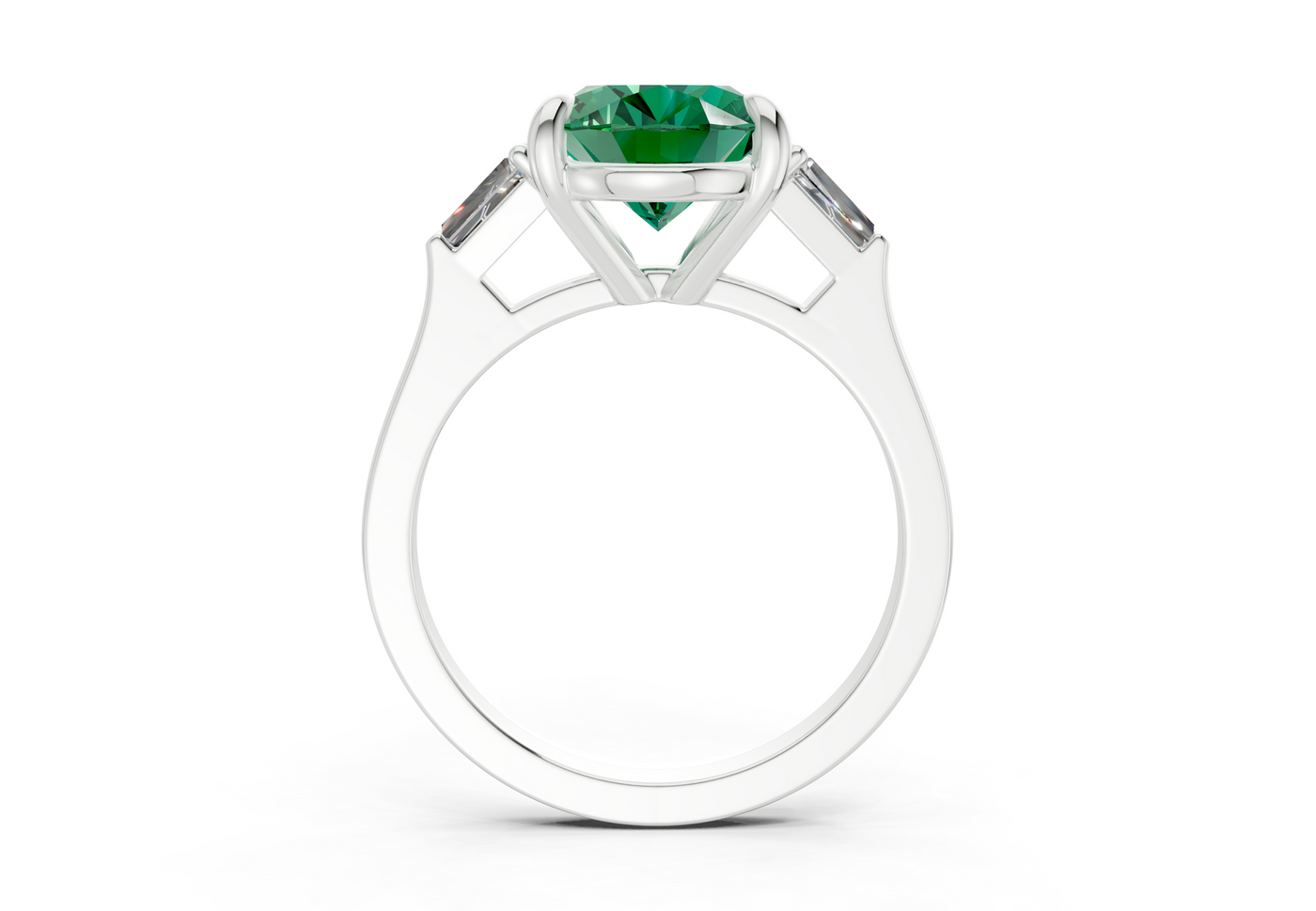 Isla Emerald Gemstone Three Stone Oval Cut 1.8mm Engagement Ring