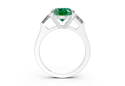Isla Emerald Gemstone Three Stone Oval Cut 1.8mm Engagement Ring