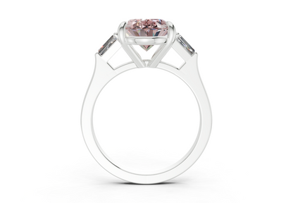Isla Pink Diamond Three Stone Oval Cut 1.8mm Engagement Ring