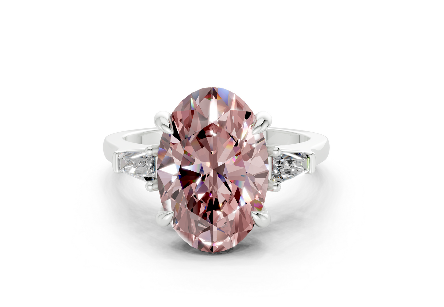 Isla Pink Diamond Three Stone Oval Cut 1.8mm Engagement Ring