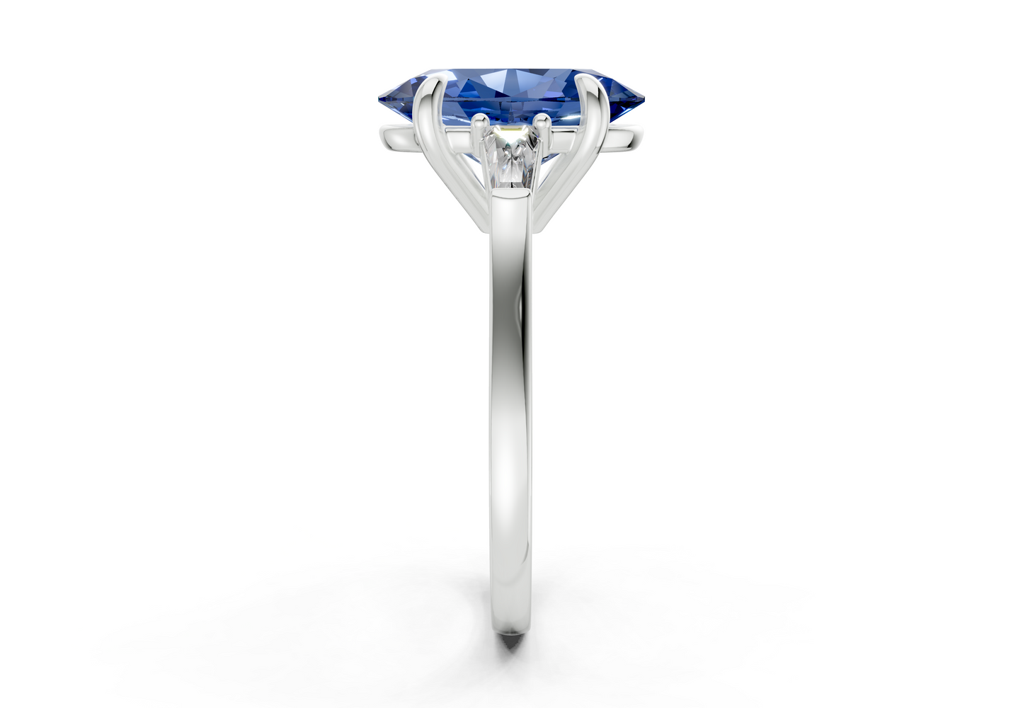 Isla Sapphire Gemstone Three Stone Oval Cut 1.8mm Engagement Ring