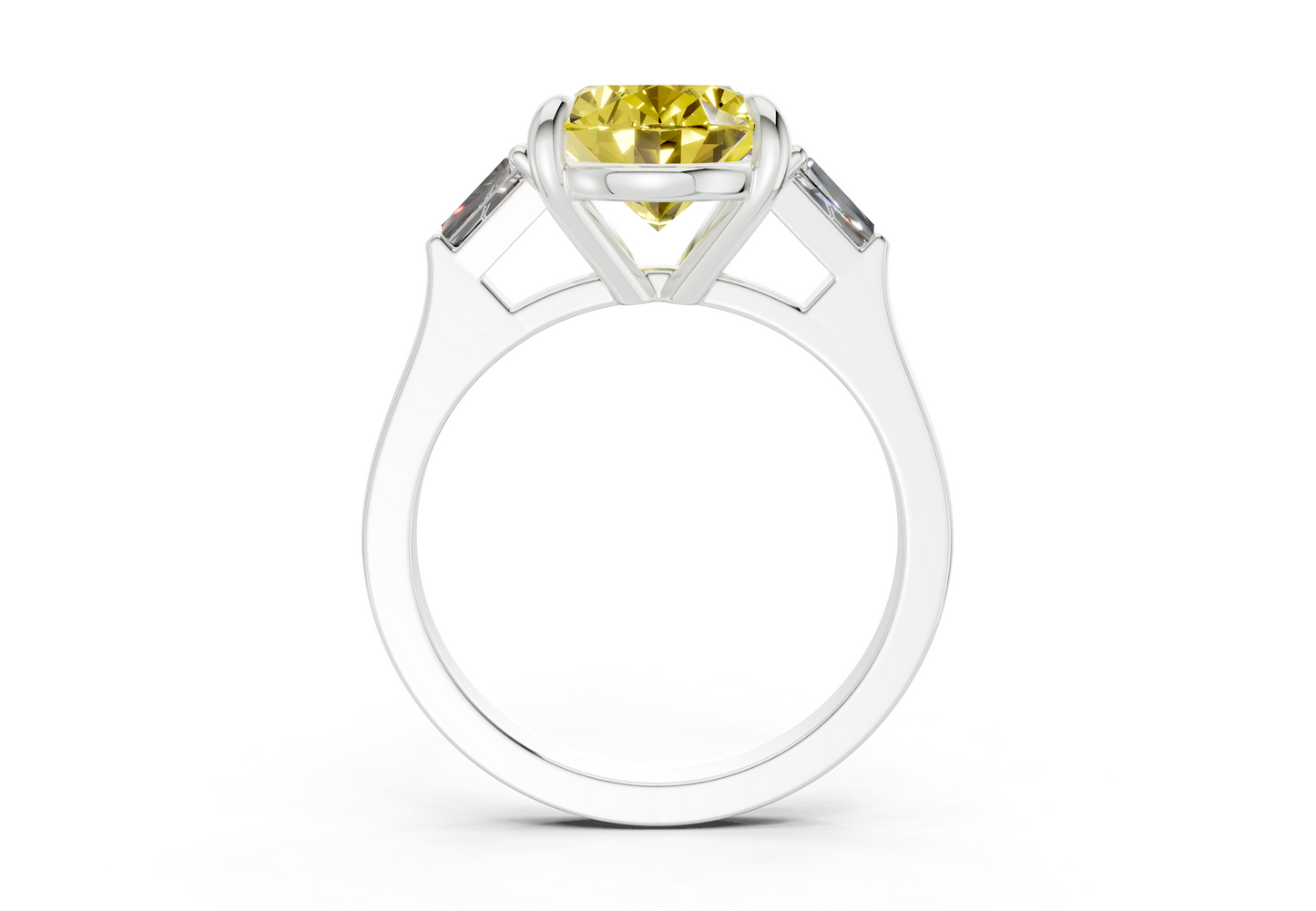 Isla Yellow Diamond Three Stone Oval Cut 1.8mm Engagement Ring