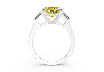 Isla Yellow Diamond Three Stone Oval Cut 1.8mm Engagement Ring