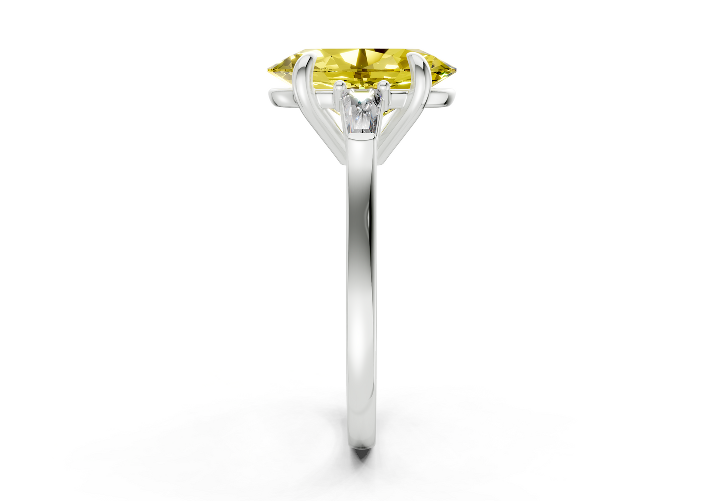 Isla Yellow Diamond Three Stone Oval Cut 1.8mm Engagement Ring