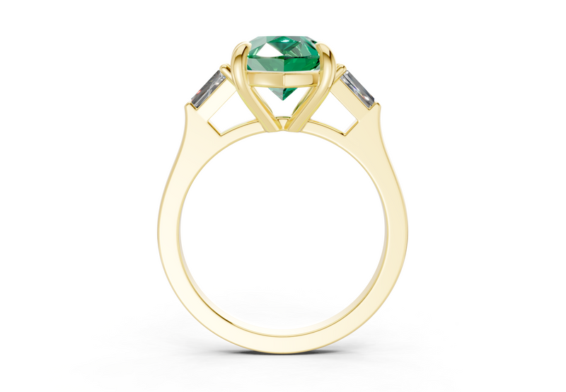 Isla Emerald Gemstone Three Stone Pear Cut 1.8mm Engagement Ring