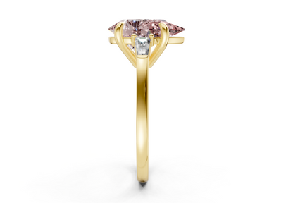 Isla Pink Diamond Three Stone Pear Cut 1.8mm Engagement Ring