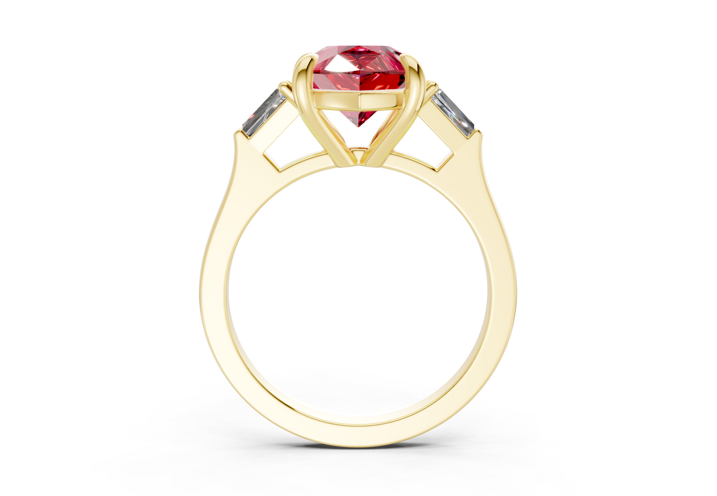 Isla Ruby Gemstone Three Stone Pear Cut 1.8mm Engagement Ring