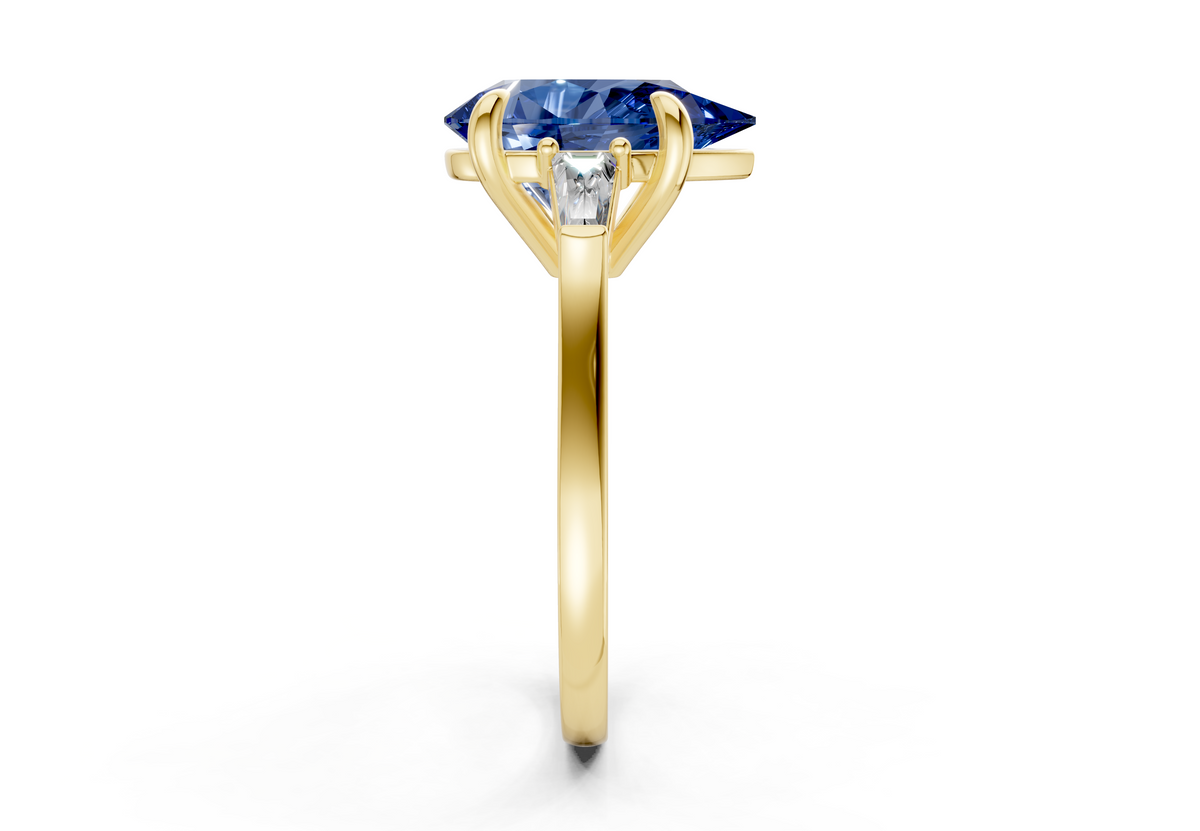 Isla Sapphire Gemstone Three Stone Pear Cut 1.8mm Engagement Ring