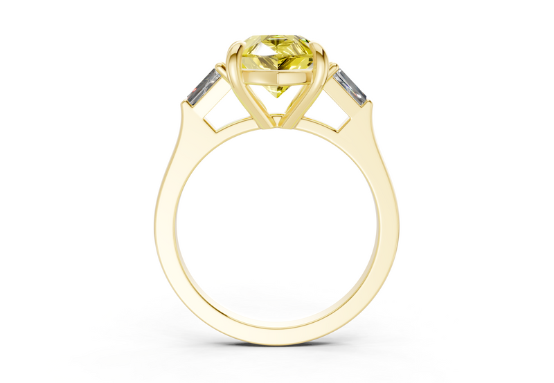 Isla Yellow Diamond Three Stone Pear Cut 1.8mm Engagement Ring