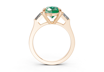 Isla Emerald Gemstone Three Stone Pear Cut 1.8mm Engagement Ring