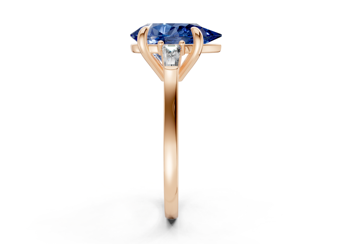Isla Sapphire Gemstone Three Stone Pear Cut 1.8mm Engagement Ring