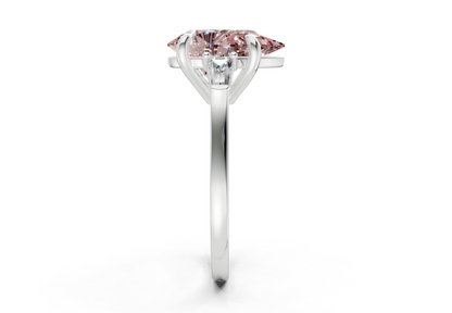 Isla Pink Diamond Three Stone Pear Cut 1.8mm Engagement Ring