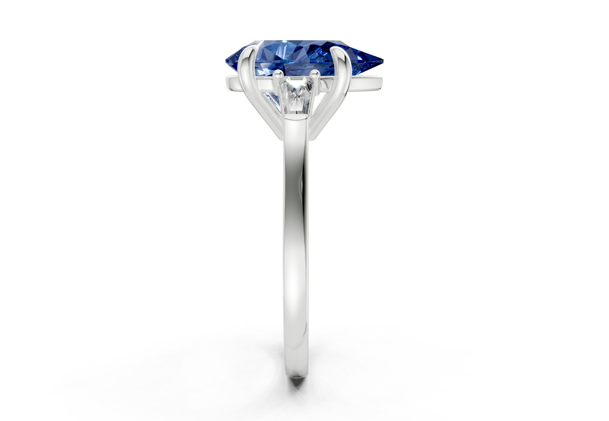 Isla Sapphire Gemstone Three Stone Pear Cut 1.8mm Engagement Ring