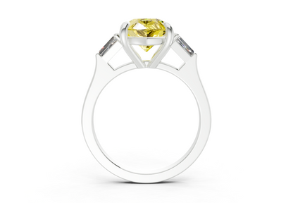 Isla Yellow Diamond Three Stone Pear Cut 1.8mm Engagement Ring