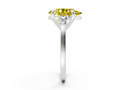 Isla Yellow Diamond Three Stone Pear Cut 1.8mm Engagement Ring