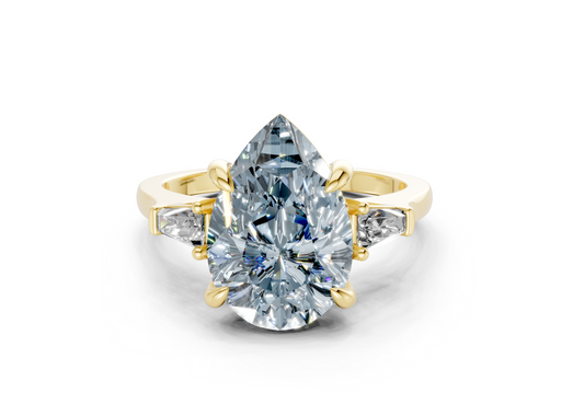 Isla Blue Diamond Three Stone Pear Cut 1.8mm Engagement Ring