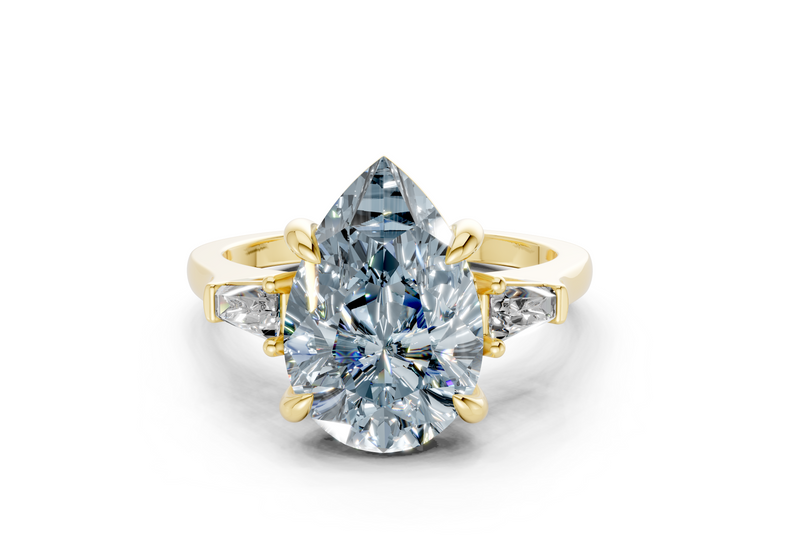 Isla Blue Diamond Three Stone Pear Cut 1.8mm Engagement Ring