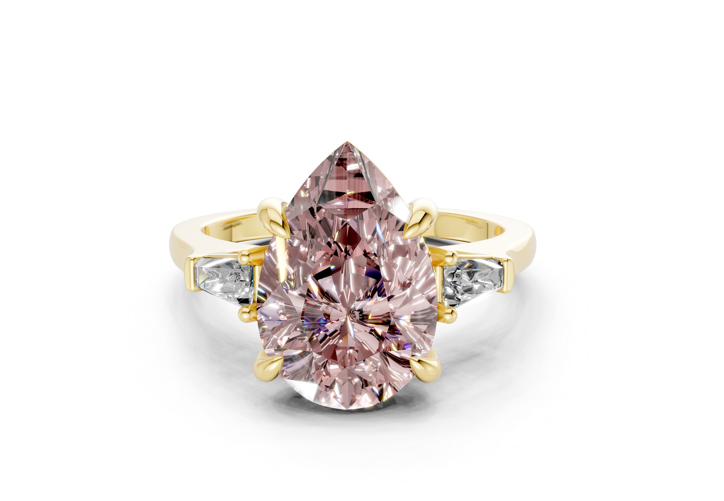 Isla Pink Diamond Three Stone Pear Cut 1.8mm Engagement Ring