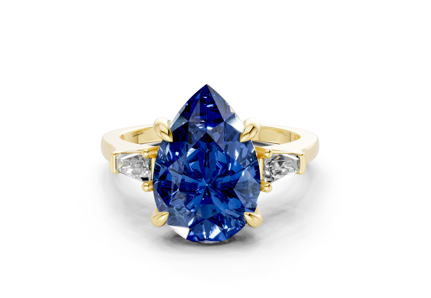 Isla Sapphire Gemstone Three Stone Pear Cut 1.8mm Engagement Ring