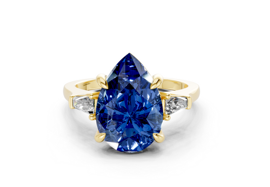 Isla Sapphire Gemstone Three Stone Pear Cut 1.8mm Engagement Ring
